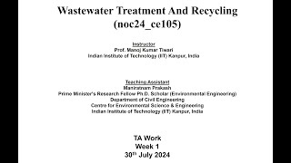 Wastewater Treatment And Recycling week 1 [upl. by Anahsed985]