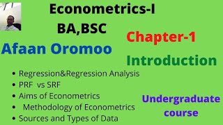 EconometricsI BABSCAfaan OromooChapter 1Introduction [upl. by Ahseital]