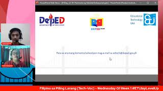 Filipino sa Piling Larang TechVoc  Wednesday Q1 Week 1 ETUlayLevelUp [upl. by Chrisoula]