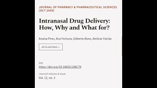 Intranasal Drug Delivery How Why and What for  RTCLTV [upl. by Funda]