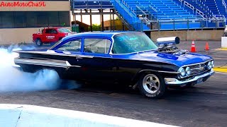 Pro Street Nostalgia Cars Drag Racing Test and Tune Tire Melting Burnouts [upl. by Schaumberger]