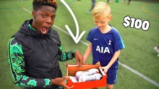 It Was This Kids Birthday So I Bought Him NEW Football Boots [upl. by Euqinitram]