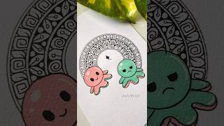 Mandala therapy 🐙😊🙁 art shorts shortsfeed cute mandala drawing painting [upl. by Aernda]