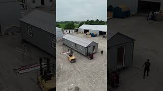 Moving a 16x50 portablebuildings sheds cabinshells cabin [upl. by Lrig]