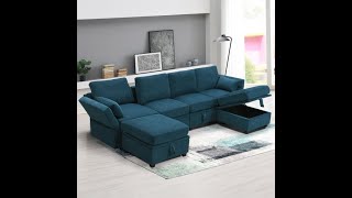 109″  547″ Chenille Modular Sectional Sofa [upl. by Landri483]