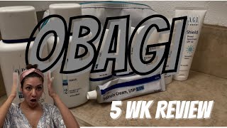 OBAGI Nu DERM 5 Week Review  Pm Routine  Lighten Hyperpigmentation reduce fine lines [upl. by Adnilem]