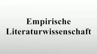 Empirische Literaturwissenschaft [upl. by Tedd]