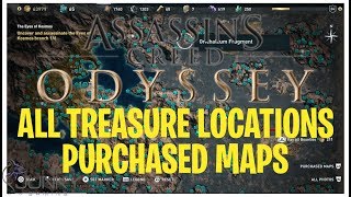 Assassin’s Creed® Odyssey ALL LOCATIONS TREASURE MAPS PURCHASED MAPS Orichalcum Fragment [upl. by Hijoung]