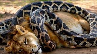 HUGE SNAKE KILLS LION  BOA CONSTRICTOR VS LION REALISTIC SCENE [upl. by Orag]