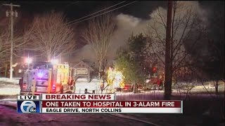 Massive fire rips through building in North Collins [upl. by Ailedroc581]