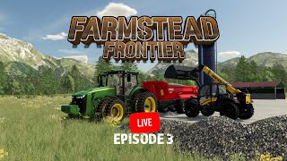 🔴 LIVE  Farmstead Frontier  Episode 3  Rocks  Lime    FS22 [upl. by Anilam640]