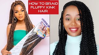 How to braid FLUFFY KINKY HAIR stepbystep Beginners friendly [upl. by Odey109]