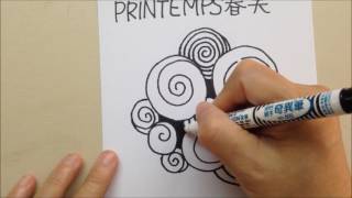 如何畫Zentangle®圖樣 How to draw the Zentangle® Pattern PRINTEMPS [upl. by Encratis]