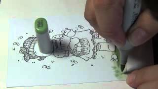 How to color ground with Copic Marker  Part I Grass [upl. by Llenrrad]