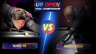 MARIO HE VS MARTY CICCIA  2024 US OPEN POOL CHAMPIONSHIP billiards nineball 9ballpool usopen [upl. by Leddy]