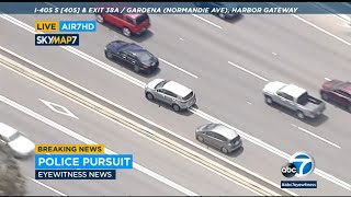 Chase suspect in stolen car leads CHP on wild highspeed pursuit through South Bay area l ABC7 [upl. by Vivia]