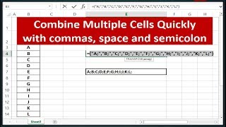 Quickly Concatenate Multiple Cells  Combine Cells with commas space and semicolon  YouTube [upl. by Noyart]