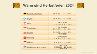 Wann sind Herbstferien 2024 [upl. by Fritts]