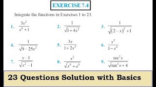 INTEGRALS Chapter 7  EXERCISE 74 Solutions with Basics  12th NCERT Mathematics  Hindi [upl. by Einahc546]