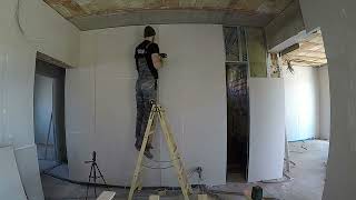 Gipszkarton válaszfalak szárazvakolás 23  How to Drylining Metal Frame Drywall [upl. by Adnuhsal151]