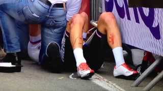 Eneco tour 2014 stage 4 crash in sprint Bouhanni win [upl. by Gellman]