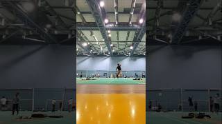 Fast Jump smash in Badminton Match 🏸 smash badmintonlovers badmintontraining ❤️ [upl. by Delos67]