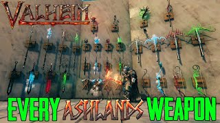 Every NEW Valheim Ashlands Weapon Full Ashland Weapons Guide  A Hidden Flame Weapon [upl. by Bran]