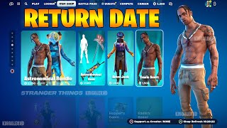 Travis Scott Skin RETURN RELEASE DATE ITEM SHOP in Fortnite Chapter 2 Remix [upl. by Zoes]