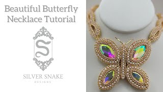 Beautiful Butterfly Necklace Tutorial Cubic Right Angle Weave CRAW [upl. by Helbonnah553]