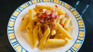 PENNE PASTA CARBONARA WITH BACON BITS [upl. by Almeida]