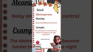 Obstreperous  English Vocabulary youtubeshorts shorts wordsmeaning vocabularybuilder english [upl. by Hagan522]