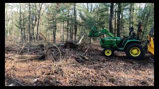 John Deere 3025e Working Hard In The Woods [upl. by Neersin645]