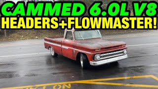 1964 Chevy C10 CAMMED 60L V8 w SHORTY HEADERS amp FLOWMASTER MUFFLERS [upl. by Dian]