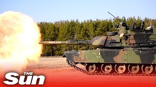 US Army stationed in Germany carries out explosive tank military drills [upl. by Ehtiaf621]