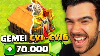 GEMEI DO CV1 ATÉ CV16 EM UM VÍDEO CLASH OF CLANS [upl. by Heyra]