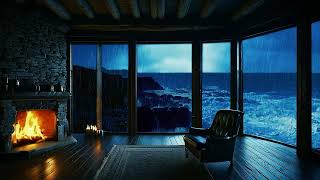 10 Hours of Cliffside Cabin Ambience  Rain Thunder amp Ocean Waves for Relaxation and Sleep [upl. by Dreddy]