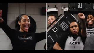 Aja Wilson gifted her Las Vegas Aces teammates with custom made speakers [upl. by Abdu351]