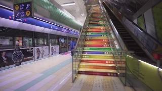 United Arab Emirates Dubai metro ride from Deira City Centre to Airport Terminal 1 [upl. by Doreg]