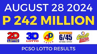 Lotto Result Today 9pm August 28 2024  PCSO Complete [upl. by Ednihek]