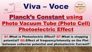 Planck Constant by Photo Vacuum Tube  VivaVoce  Photoelectric Effect [upl. by Ihdin587]