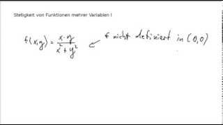 Stetigkeit von Funktionen mehrerer Variablen I [upl. by Notsob]