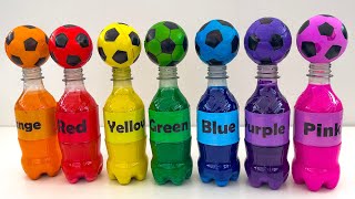 Matching Colors Game with Rainbow Soccer Balls and Bottles for Toddlers Learn Colors Squishy Balls [upl. by Eras]