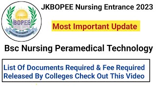 JKBOPEE Bsc Nursing Admissions List Of Documents Required For Admission Released By GMC Jammu [upl. by Gereld216]