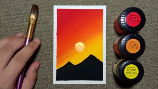 Easy Golden Sunset Poster Color Painting for Beginners  Stepbystep Tutorial [upl. by Anrehs594]