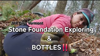 Exploring a Stone Cellar Foundation and BOTTLES❗❗❗ [upl. by Anaeed691]