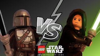 Din Djarin The Mandalorian VS Luke Skywalker EPIC BATTLE  Lego Star Wars The Skywalker Saga [upl. by Lyret882]