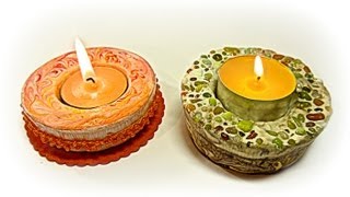 Cómo hacer porta velas de yeso Plaster candle holders [upl. by Dehnel]