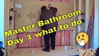 Prepping the walls for tile Master Bath install part 1 [upl. by Bail]