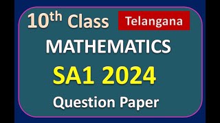 10th Class Maths SA1 2024 Question Paper Hyderabad Telangana FocusEducation432 [upl. by Naomi]