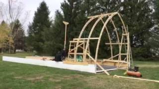 Bow roof boat shed with Gothic arch truss time lapse part 1 Sea Dreamer Project [upl. by Bobbye]